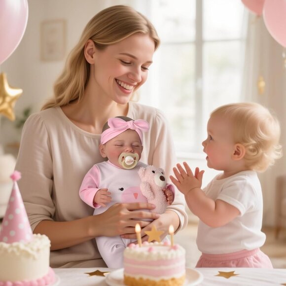 Realistic Baby Doll with Pink Outfit and Pacifier - Picture 6 of 9